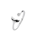 Hot Sale Wholesale Silver Opening Ring Resizable Whale Tail Rings for Women Jewelry 2021