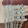 Coffee Bean Chains Necklaces Stainless Steel Bracelets Never Fade Jewelry Sets for Men Women Hiphop 6-7-8-9-10-11-13MM Wholesale