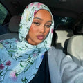 Lightweight Flowy Artistic Marble Watercolor Print Scarf Womens Hijab Musulman Pour Femme for Elegant Styling Fashion Accessory
