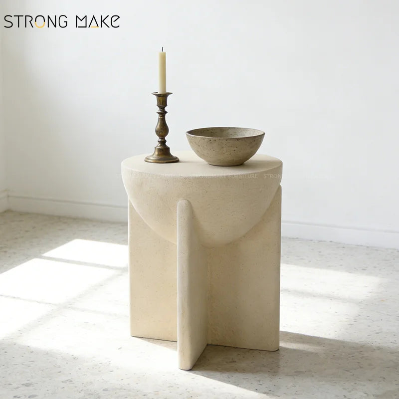 FRP Wabi Sabi Luxury Modern Fiber Glass End Table Sofa Side Tea Fiberglass Table Round Plastic Coffee Table for Living Room
