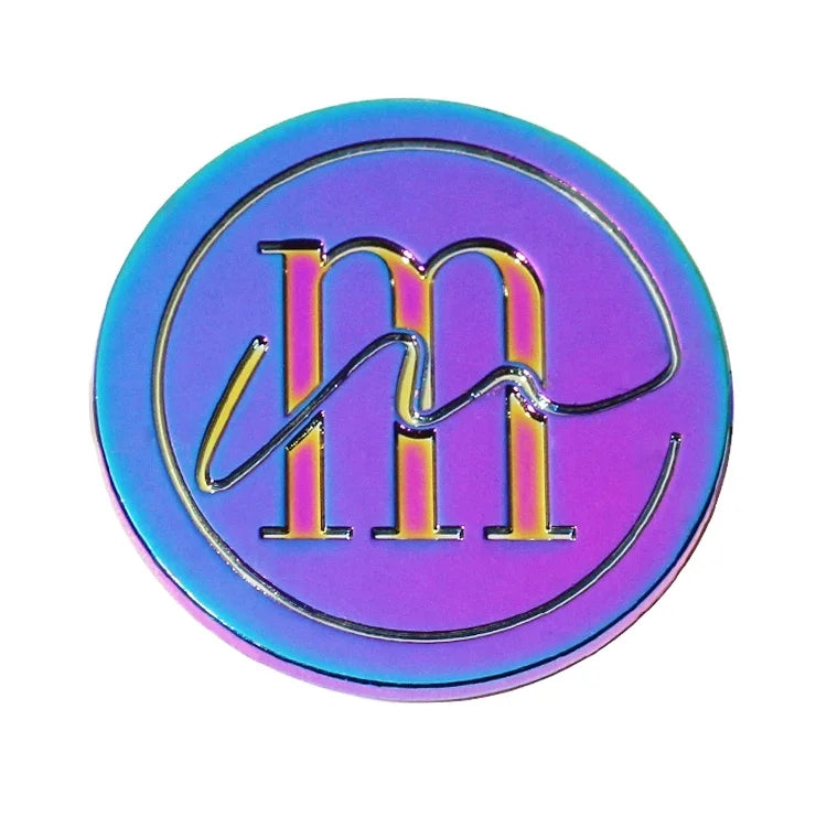 Luxury Round Shape Handbag with Rainbow Logos Customized Engraving Name Personal Tags Plate Safe Vintage Style for Ladies Hats
