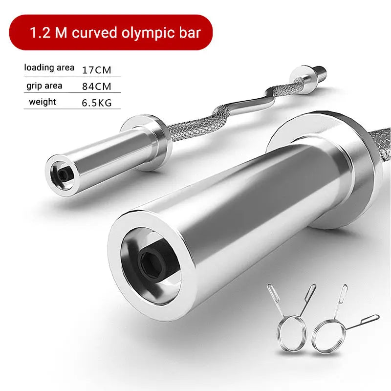 Hot Sale High Quality Cast Iron Household Fitness Room Use 1.2m/1.5m/1.8m Silver Straight/curved Barbell
