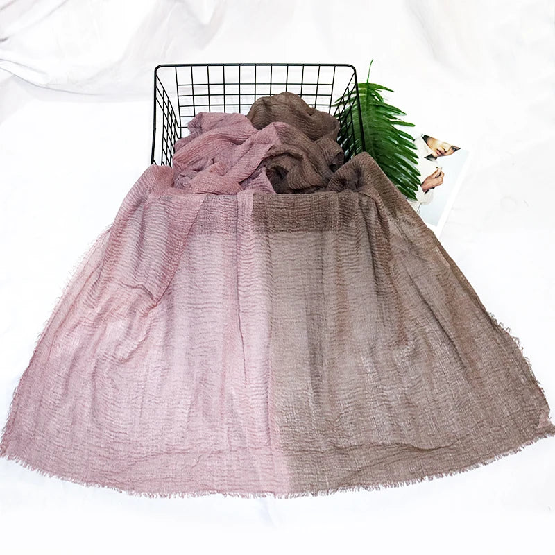 Wholesale Price Gradient Crinkle Cotton Viscose Hijab Scarf Muslim Hijab Hot Selling Scarf Cotton Viscose Hijab