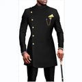 2026 African Design Slim Fit Men Suits for Wedding Groom Tuxedos Black Suits Best Man Black Prom Party Blazer Pant MS533