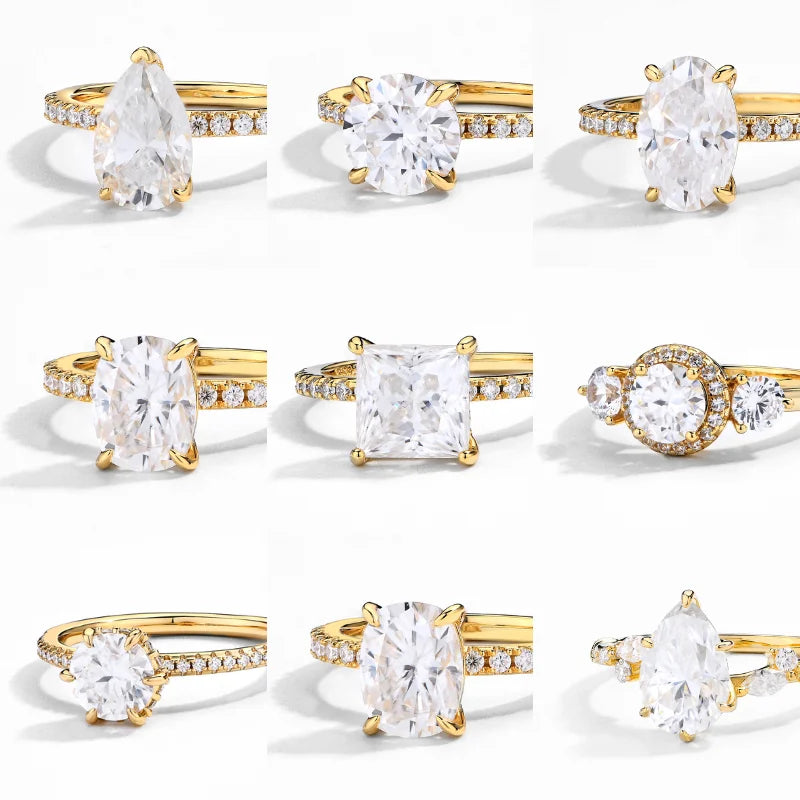 ATTA Hot Sale Engagement and Wedding Bands Gold Plated Moissanite Engagement Rings for Women Jewelry Sets