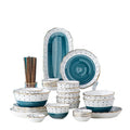 Gold Rim Reinforced Porcelain Dinner Set Polka Dots Hand-painted Ceramic Luxury Dinnerware Set