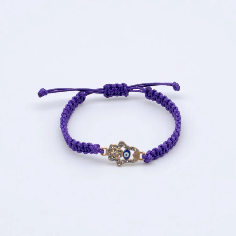 Handmade Adjustable Evil Eye for Bracelet Purple String Blue Eye Waterproof Fashion Chain Link for Bracelet Lucky Letter Shape