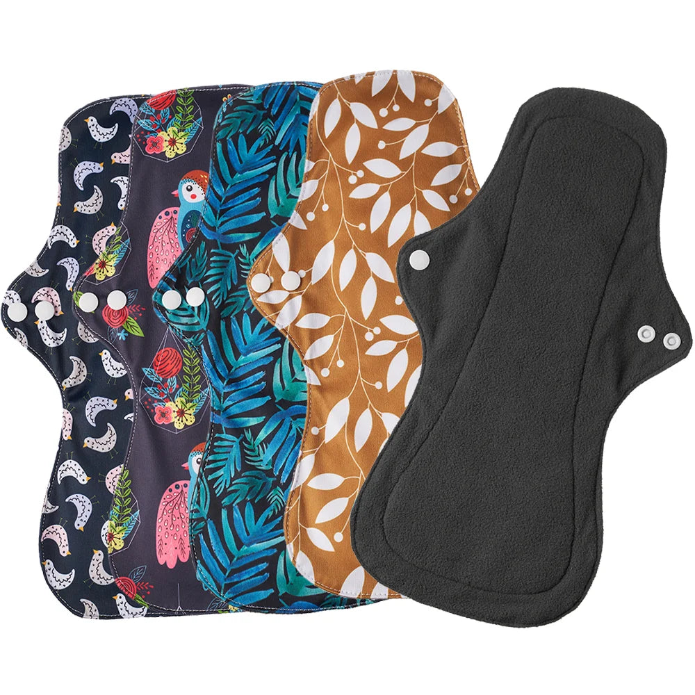 Large Lady Bamboo Charcoal Sanitary Pads Women's Menstrual Pads Washable Sanitary Napkin Reusable Period Panty Liner Monthly