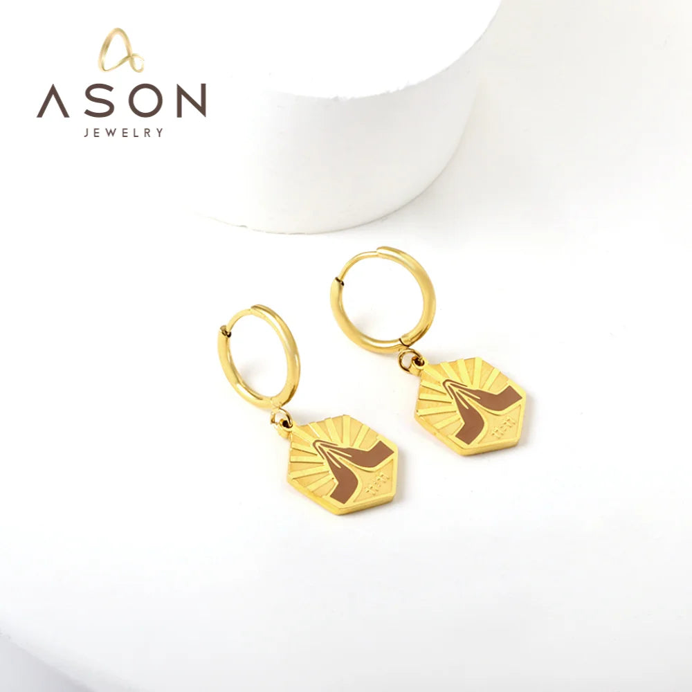 Ason 2022 Trend Earrings Party Gifts Stainless Steel PVD 14K 18K Gold Plated Fashion Women Hoop Earrings