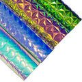 0.5-0.6mm Holographic  Heart Pattern Embossed Faux Leather Fabric Synthetic Leather for Diy Making Bag Shoes Crafts