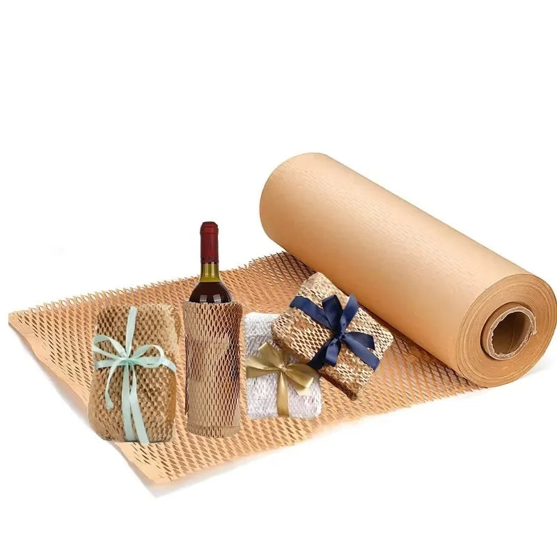 Eco Friendly 100% Recyclable ROHS Certified Brown Honeycomb Cushion Wrapping Paper for Protective Packaging Fragile Items Flower