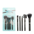 Personalized 5pcs Set Mini Portable Light Black Aluminium Tubes Lip Blush Eye Makeup Brushes Flat Foundation Packaging Included