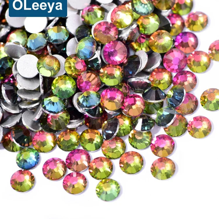 Oleeya Wholesale SS20 Crystal AB Strass Flatback Nail Crystal Stone Glass Rhinestone for DIY Crafts