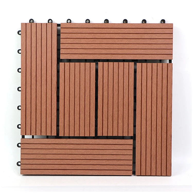 WPC Square Brushed European Design Outdoor Decking Tiles-Waterproof Composite Flooring for Swimming Pool & Balcony