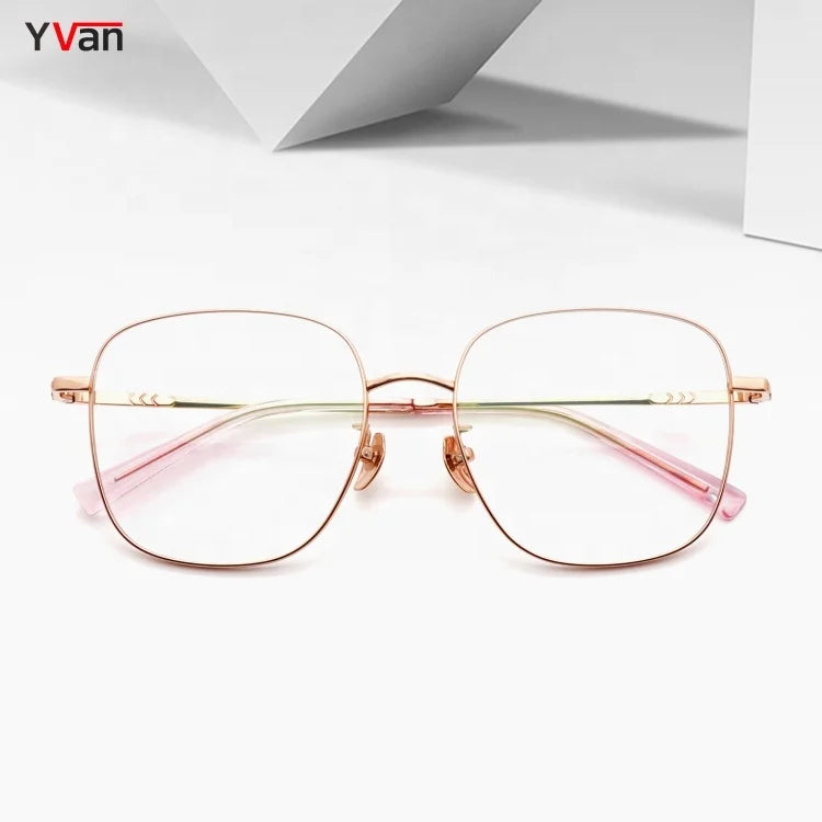 Custom Logo Oversized Solid Rectangle Computer Eyeglasses Frames Titanium Unisex Hot Pink Eyewear Optical Frames