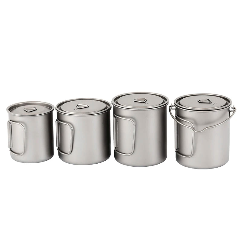 300ml 450ml 750ml Titanium Cup Cookware Outdoor Portable Water Cup Mug Tableware Cooking Pot Titanium Pot