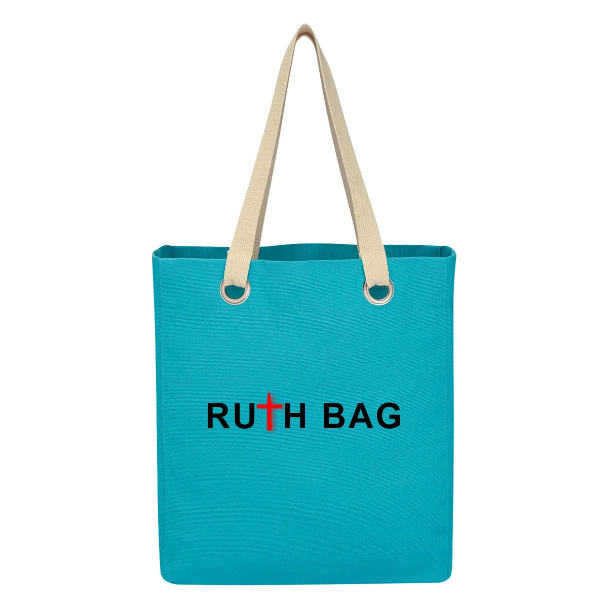 Ruthbag Custom Printed Logo Organic Cotton Canvas Tote Bag Letter Pattern Large Shoulder Shopping Bag