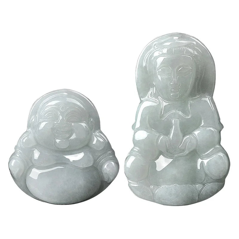 Wholesale Natural Jadeite Jade Buddha and Jadeite Guanyin Pendant Traditional Necklace Pendant