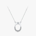 Ailmay New Arrival Letter O 925 Sterling Silver Geometric Oval Pendant Necklace for Women Classic Wedding Statement Jewelry