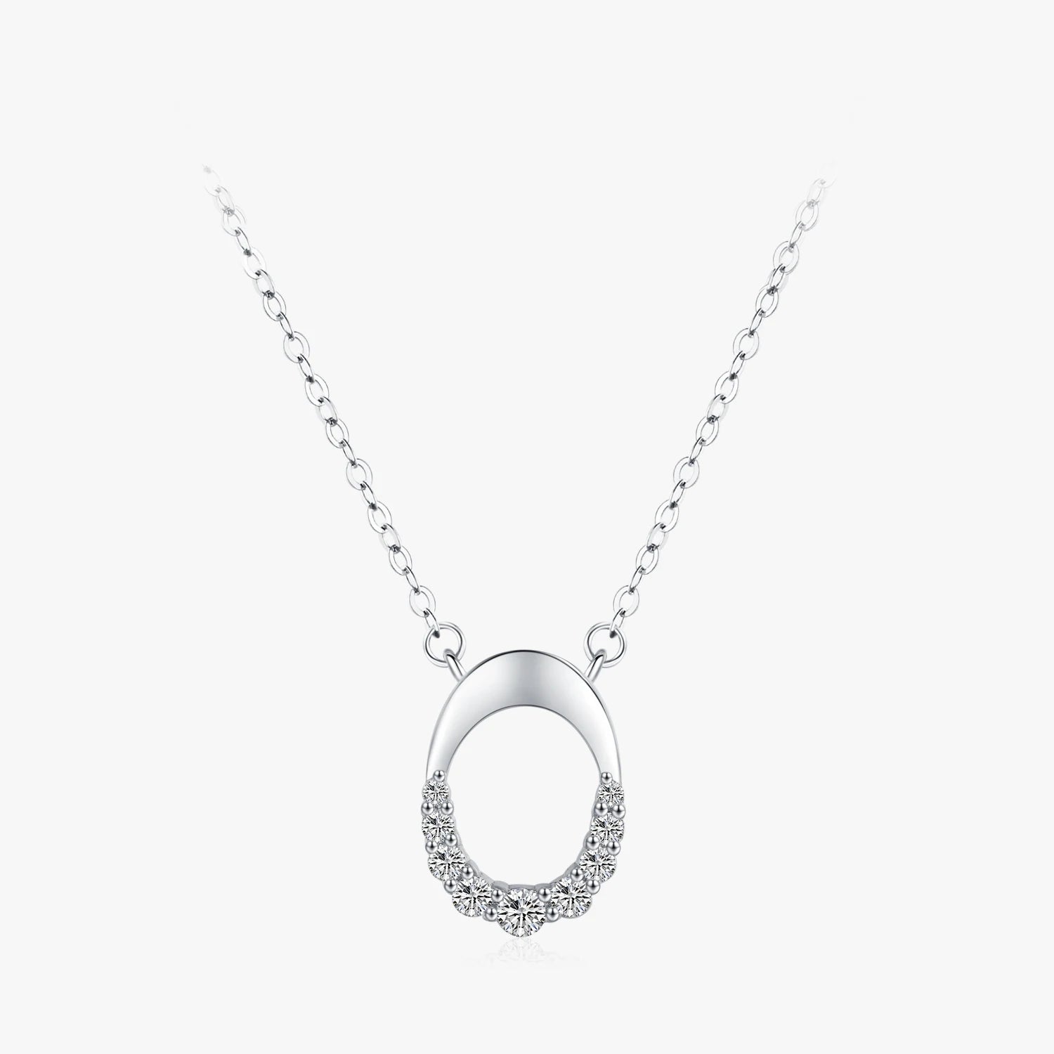 Ailmay New Arrival Letter O 925 Sterling Silver Geometric Oval Pendant Necklace for Women Classic Wedding Statement Jewelry