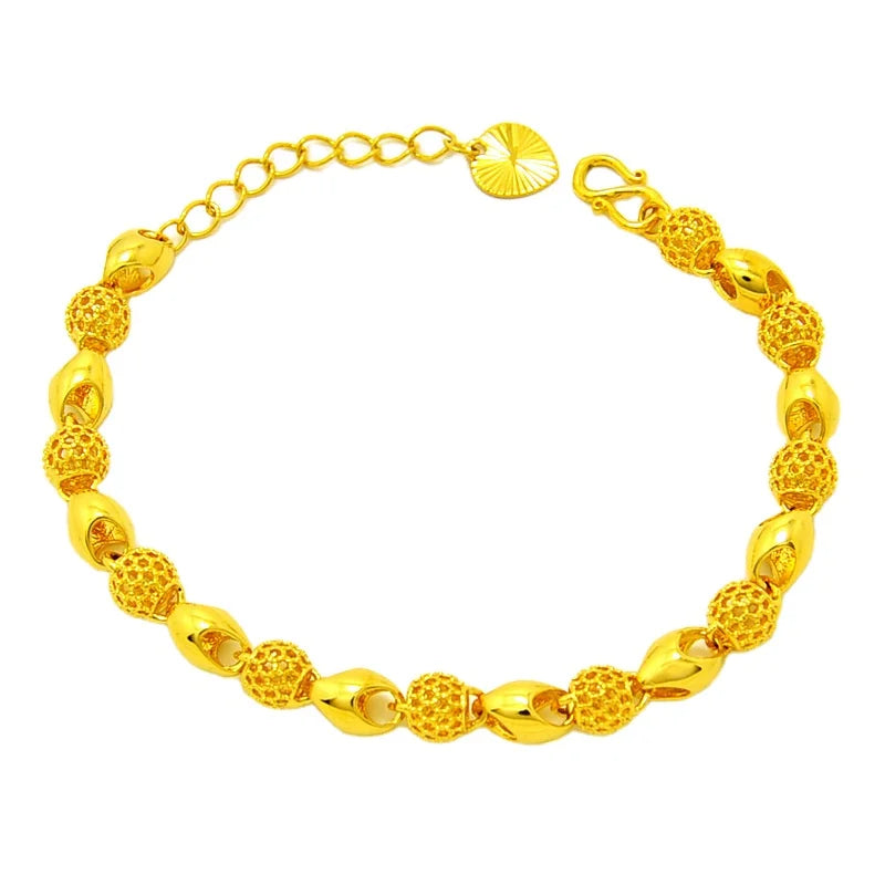 Dubai Gold Jewelry Gold Plated Exquisite Bracelet Bridal Jewelry Hollow Exquisite  Gold Plated Bracelet Classic Bracelet