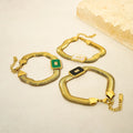 High End Waterproof Tarnish Free Chunky Snake Chain Bracelets Flat Stainless Steel Big Geometric Shell Bracelet for Women YF3609