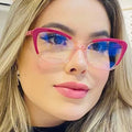 Vintage Women Blue Light Blocking Glasses Lens TR Anti Blue Optical Glasses Eye Frame Color Contrast Flat Lens