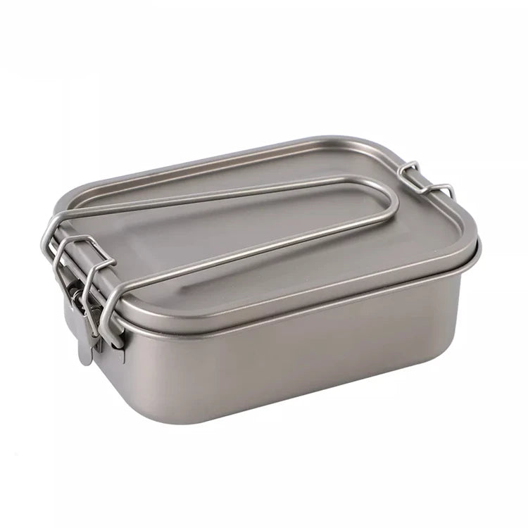 Air-tight 800ml Ultralight Titanium Lunch Box with Handle for Outdoor Camping Hiking Backpacking Picnic