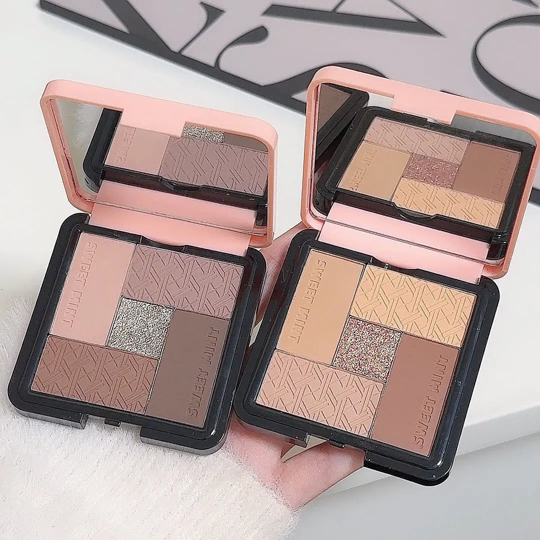 Wholesale 5 Color Dry Eye Shadow Blush Palette Matte Highlight Brightening Makeup Gift Set Shiny Eyeshadows