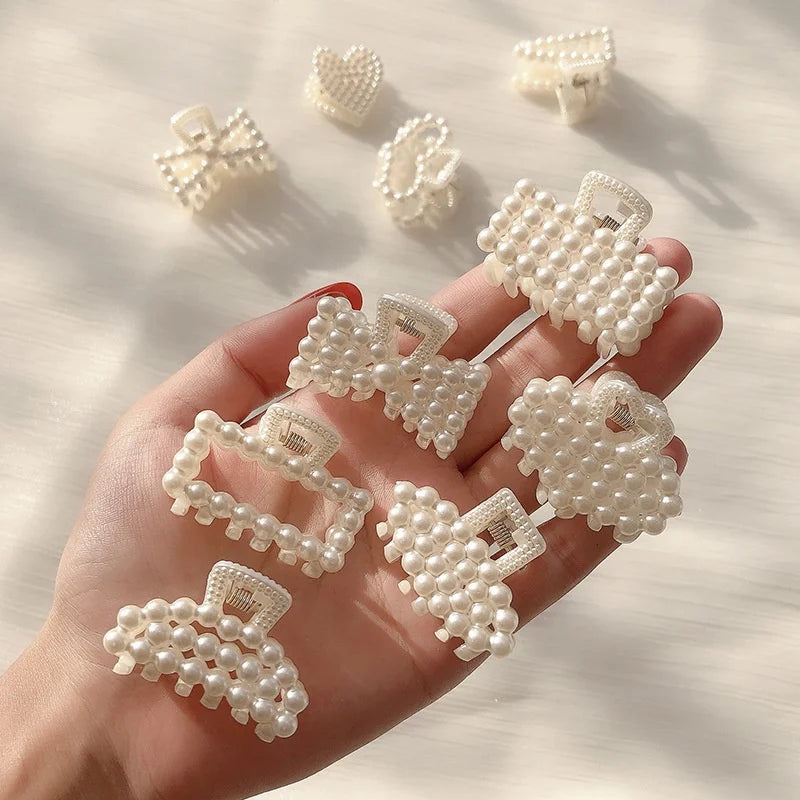 New Korean Flower Leaf Shape Ladies Mini Metal Alloy Pearl Hair Clip Claws Women Wedding Party Accessories
