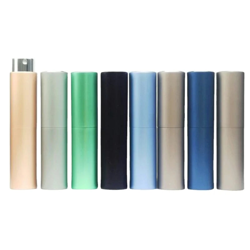 Ready to Ship 8ml Rotary Aluminum Metal Perfume Spray Atomizer Lipstick Tube Shape Filling Glass Perfume Bottle