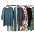 Two-Set Floral Print Modal Pajamas Breathable Loose Short Sleeve Round Neck Ninth Pants Soft Sleepwear for Summer