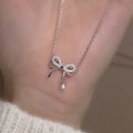 Luxury Cubic Zirconia Bow Knot Pendant 925 Sterling Silver Necklaces Women Fashion Jewelry Necklace
