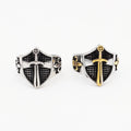 Vintage Punk Jewelry Stainless Steel Christian Shield  Cross Ring for Men
