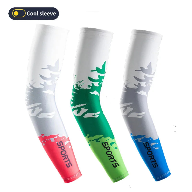 Wholesale Custom Sublimation Print Sun Protection Anti UV Cooling UPF 50 Cycling Arm Sleeves Sport for Running Fishing Baseball