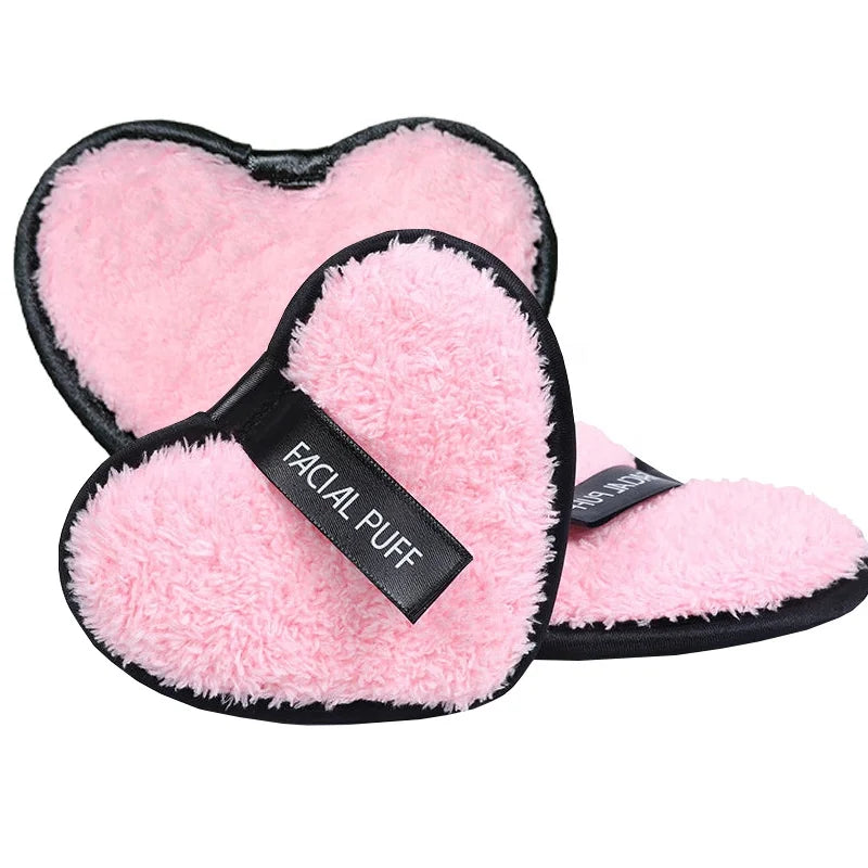 Heart Shaped Microfiber Bamboo Cotton Reusable Makeup Remover Pads Washable Face Pads