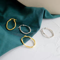 Irregular Oval Hoop Earrings 925 Sterling Silver Gold Plated Minimalist Design Jewelry for Women Custom Wholesale Gift