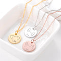Qiuhan Stainless Steel Laser Engraved Dog Tag Round Necklace - Custom English Name Personalized Souvenir Jewelry
