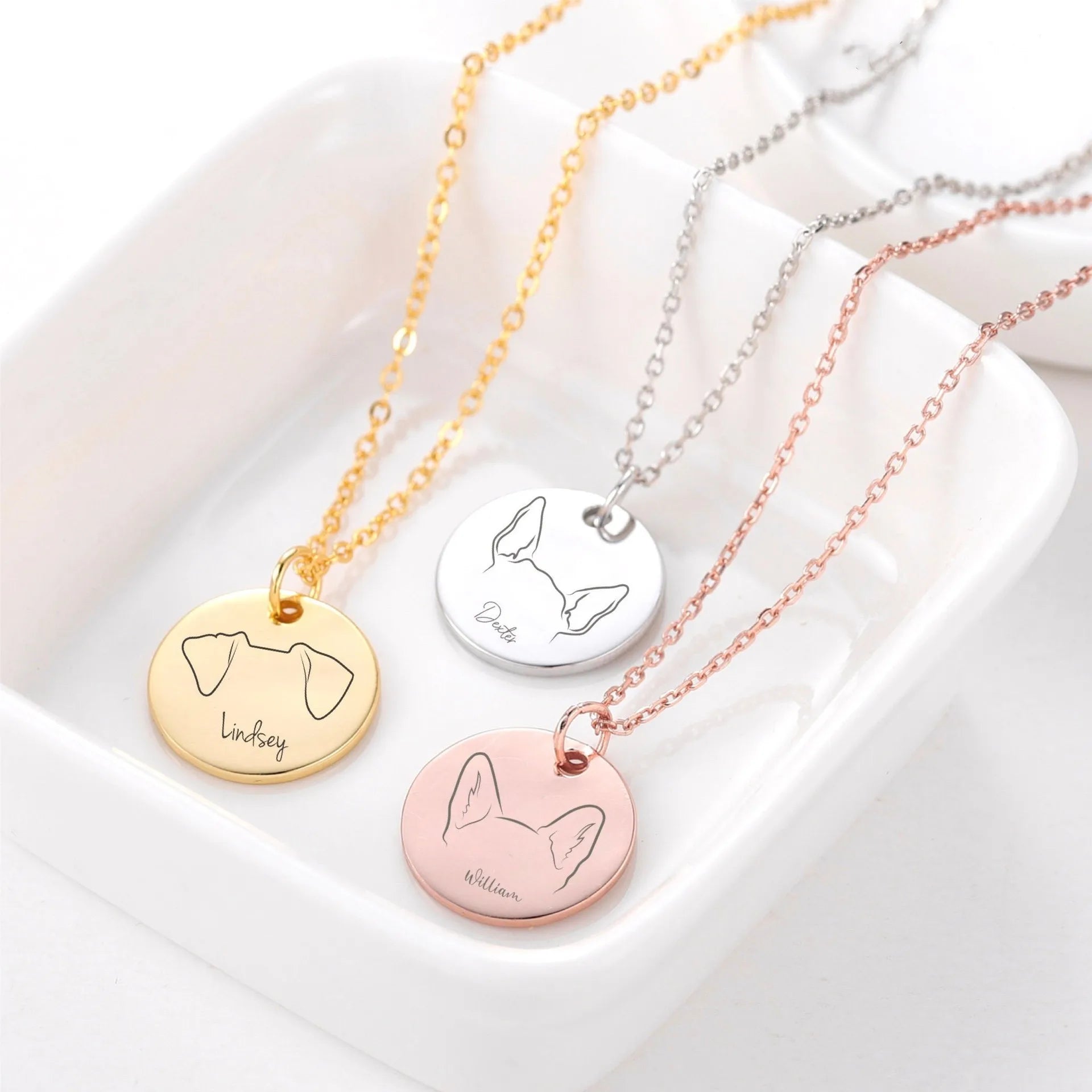 Qiuhan Stainless Steel Laser Engraved Dog Tag Round Necklace - Custom English Name Personalized Souvenir Jewelry