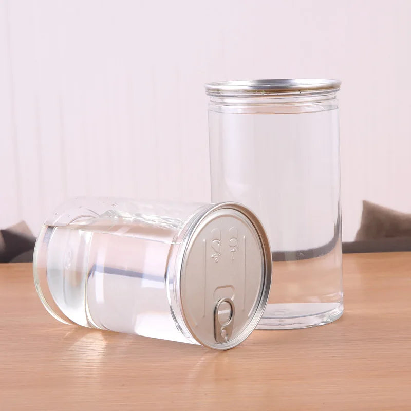 Food Grade 85*65mm 85*85mm 85*100mm Transparent PET Wide Mouth Storage Jar with Metal sealed Lid