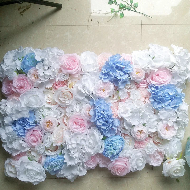 SPR pink BLUE artificial rose flower wall panels wedding occasion backdrop table runner artificial flowers
