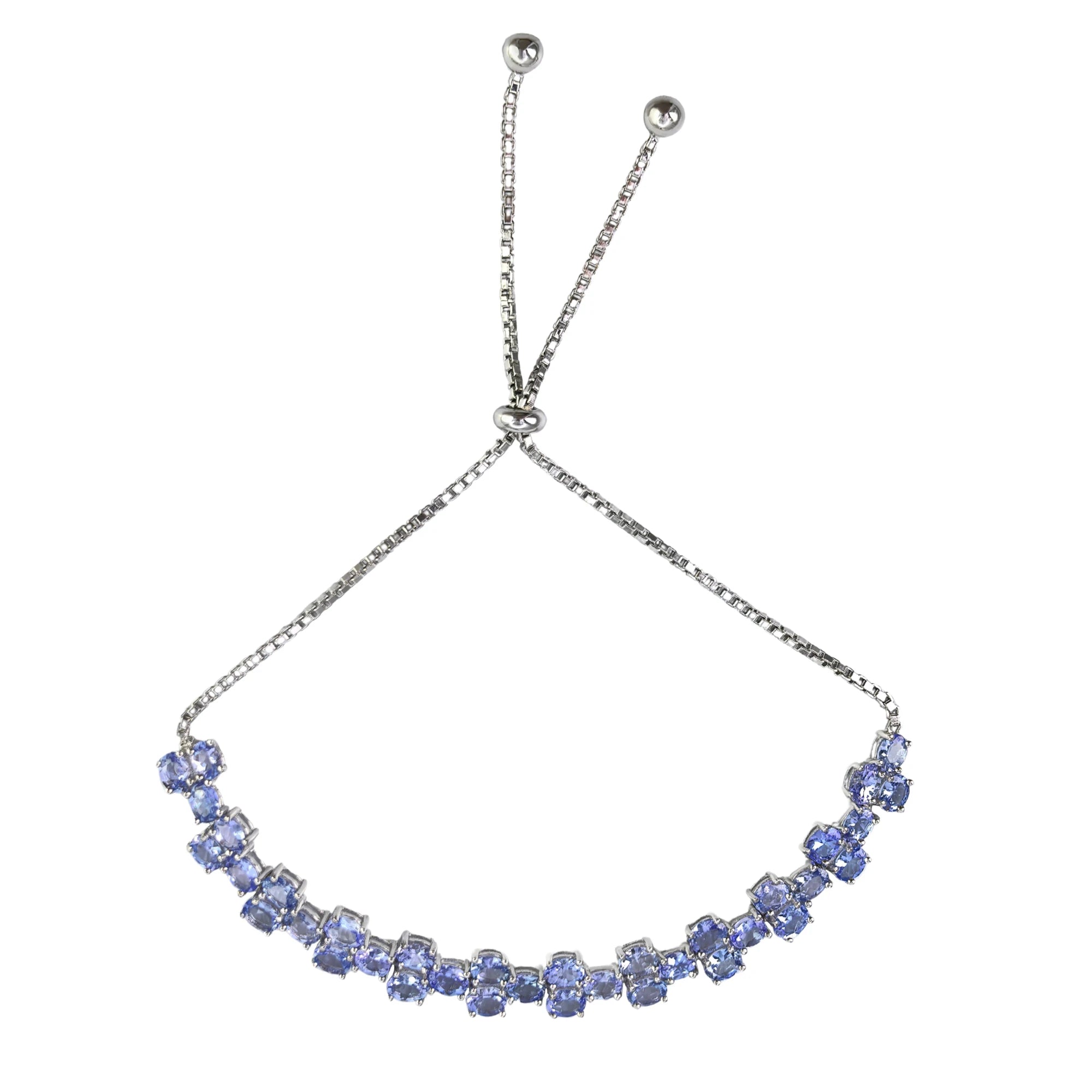 Luxurious Rhodium Plated Silver 925 Jewelry Natural Tanzanite Bracelet for Women Anniversary Gift