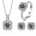 Fancy Style 925 Silver Jewelry Set with 1ct Color Moissanite Pendant  Ring Earring Factory Wholesale Price