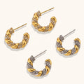 Dingran 2025 Latest Fashion 18k Gold Plated Women Jewelry Hypoallergenic Twisted Zircon Hoop Earrings