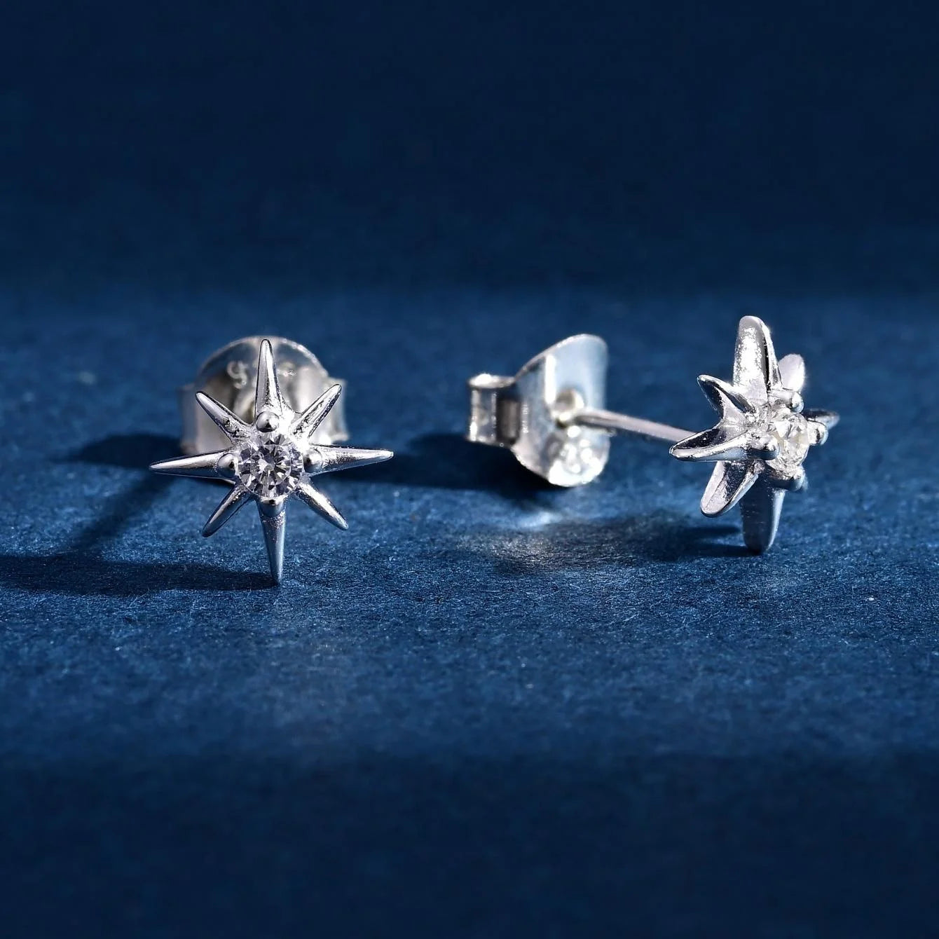 Wholesale Earrings Jewelry Rhodium Plated Cubic Zirconia North Star Stud Earring 925 Sterling Silver Fine Jewelry Earrings