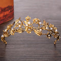 Vintage Baroque Gold Pearl Leaf Bridal Tiara Crystal Crown Hairband Headpiece Vine Tiara Wedding Hair Accessories Bride Headband