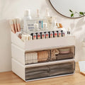Plastic Stackable Desktop Cosmetic Organizer Makeup Storage Box with Drawer Lipsticks Holder Home Accessories