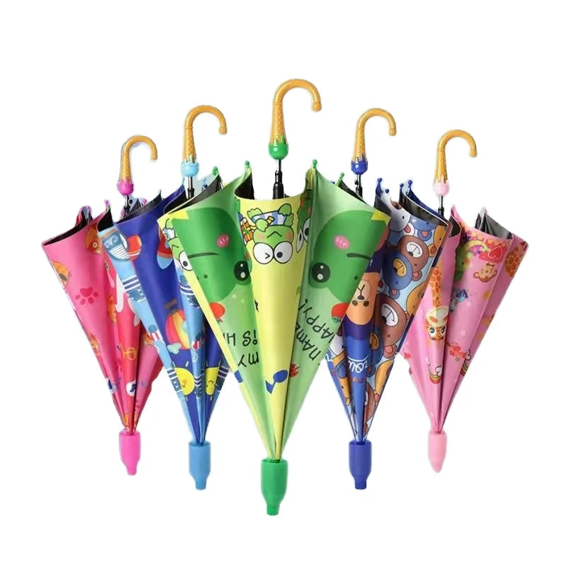 Cartoon School Customizable Customer logo Umbrella Windproof 8-Rib Sunshade Umbrella for Boys and Girls Straight Handle Umbrella