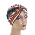 African Print Twist Cotton Cross Indian Cap Daily Muslim Turban for Ladies