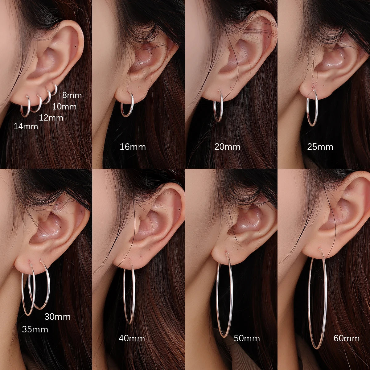 Multiple Sizes Hoops Wholesale 925 Sterling Silver Earrings Simple Huggies Small Big Gold Earrings for Women Fine Jewelry Set